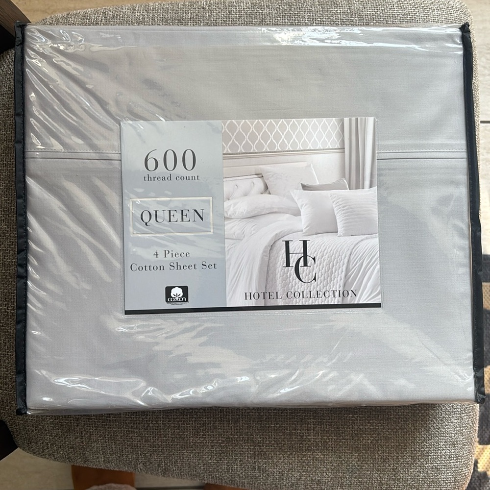 Hotel Collection Queen Sheet Set in Gray 4 pcs